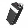 Nešiojamas įkroviklis - akumuliatorius 40000mAh 2xUSB + USB C 22.5W su indikatoriumi greito krovimo (QC3.0) juodas (black) Hoco J86